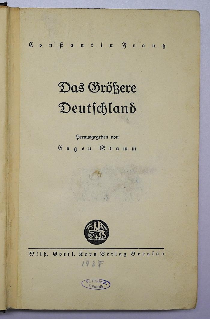 Bf 103 : Das Größere Deutschland (1934)