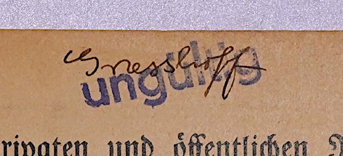 Bf 38<11> : Preußisches Verwaltungsrecht (1928);-, Von Hand: Autogramm, Name; '[?nesshoff]'