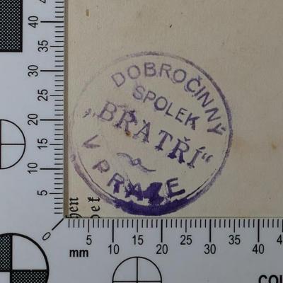 - (Dobročinný spolek Bratří v Praze), Stempel: Exlibris, Name; 'Dobročinný spolek Bratří v Praze'.  (Prototyp)