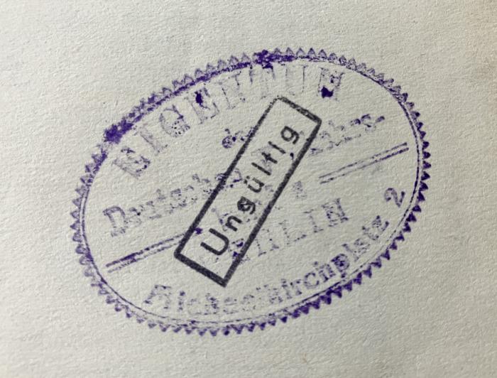 - (Zentralbibliothek der Gewerkschaften. FDGB), Stempel: Besitzwechsel: ungültig; 'Ungültig'.  (Prototyp)