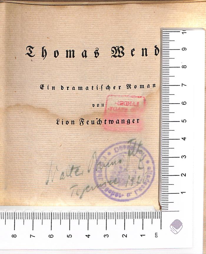 - (Iltz, Walter Bruno), Von Hand: Autogramm; 'Walter Bruno Iltz Tegernsee 1921'. 
