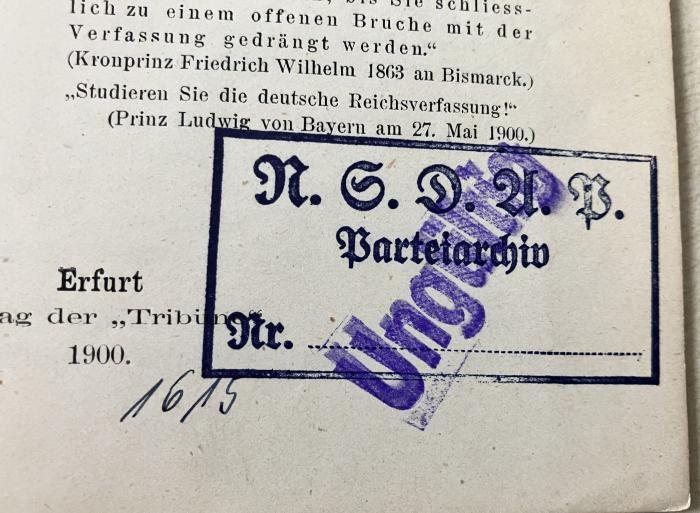 - (Arbeiter-Bildungsschule Berlin), Von Hand: Inventar-/ Zugangsnummer; '1615'. 