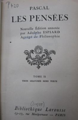 Hl 229 2: Les Pensées. Tome II (1928)