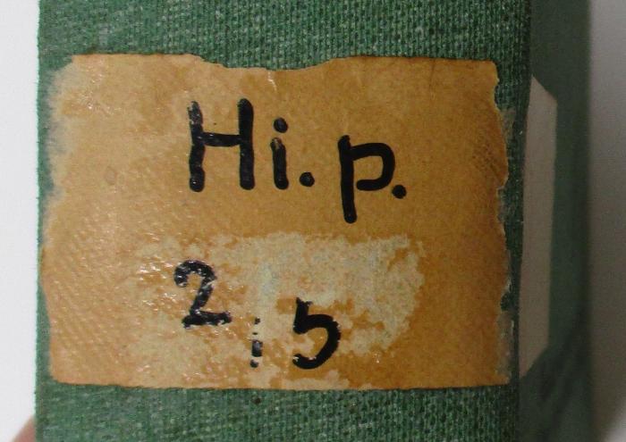 -, Etikett: Signatur; 'Hi. p. 2/5
'