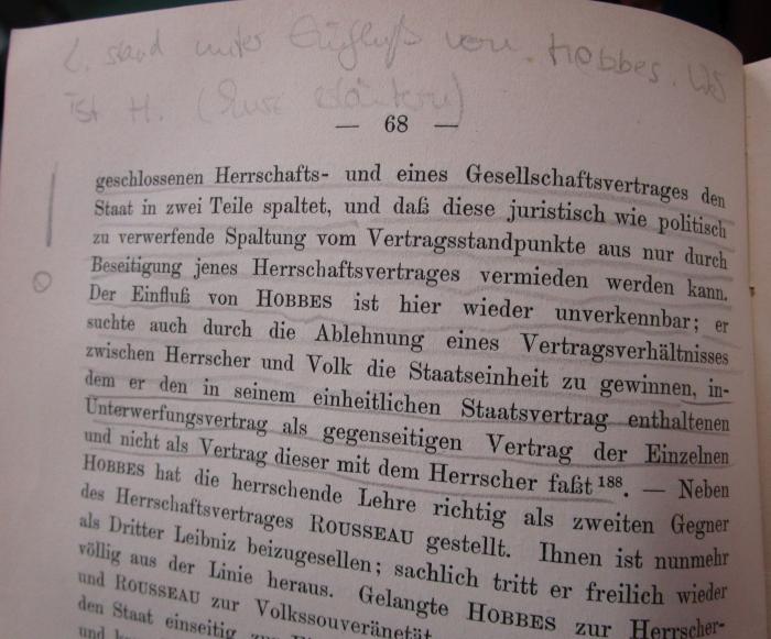 Hl 241: Die Leibnitz'sche Staatsidee (1909);- (unbekannt), Von Hand: Annotation. 