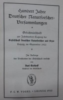 Ka 480: Hundert Jahre Deutscher Naturforscher-Versammlungen (1922)