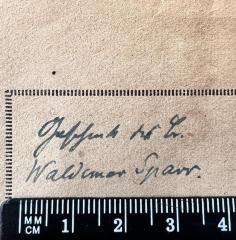 - (Johannis-Loge "Zur Perle am Berge" Perleberg), Von Hand: Notiz; 'Geschenk des Br. Waldemar Sparr'. 