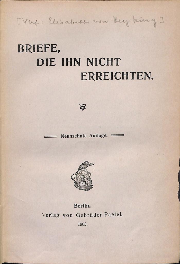 DLIT11001 : Briefe, die ihn nicht erreichten (1903)