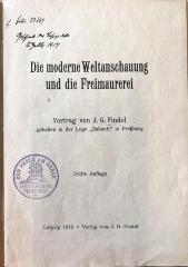 K 3/390 : Die moderne Weltanschauung und die Freimaurerei (1912)