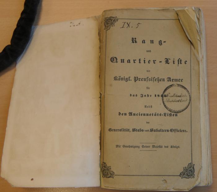 1-Rara F 207/1844 : Rang- und Quartier-Liste der Königlich Preußischen Armee für das Jahr 1844 : nebst den Anciennetäts-Listen der Generalität, Stabs- und Subaltern-Officiere (1844)