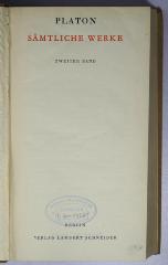 P 272-2a : Platon, Sämtliche Werke, 2. Band
 (1940)