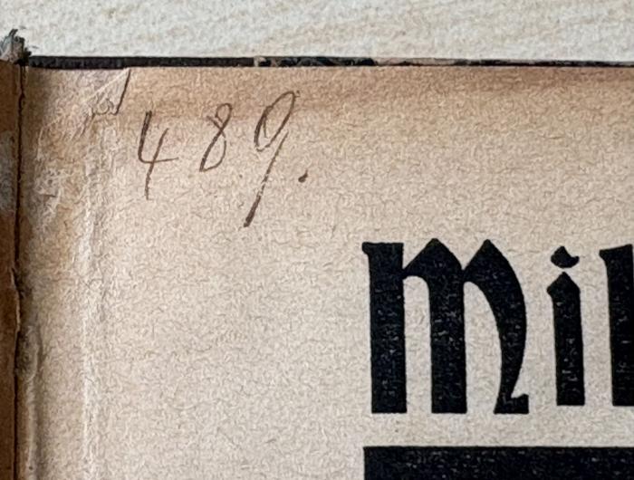 - (Centralverband der Maurer Deutschlands. Zweigverein München. Bibliothek), Von Hand: Nummer; '489.'. 