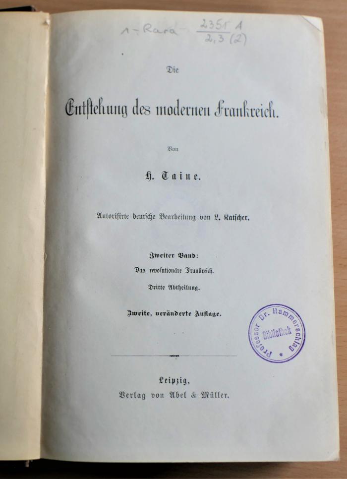 1-Rara 2351A/2,3(2)  : Das revolutionäre Frankreich : Dritte Abtheilung  (1881)