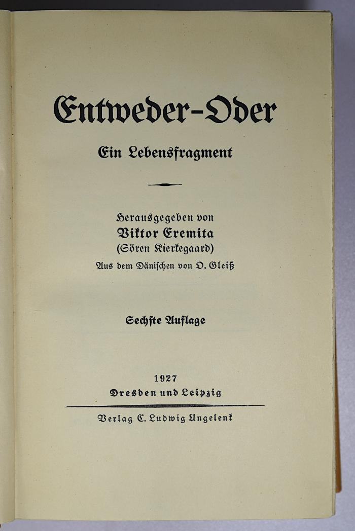 P 771 : Entweder-Oder (1927)