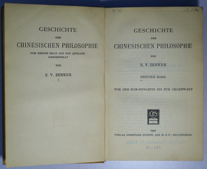 P 581-2 : Geschichte der chinesischen Philosophie. 2. Band (1927)