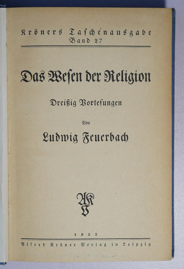 P 765 : Das Wesen der Religion : Dreißig Vorlesungen. (1923)