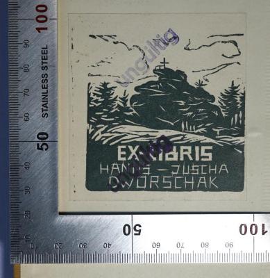 P 581-2 : Geschichte der chinesischen Philosophie. 2. Band (1927);- (Dworschak, Hanns-Juscha), Etikett: Exlibris, Nummer; 'Ex-Libris Hanns-Juscha Dworschak'. 