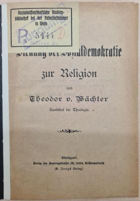 1971 A 19934 (Slg. Sozialistica): Stellung der Sozialdemokratie zur Religion (1900)