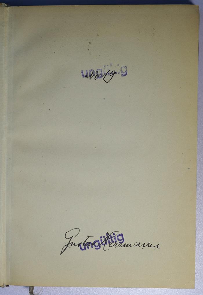 P 243-1 : Die Kunst der politischen Rede, 1. Teil: Geschichtliche Grundlagen (1920);-, Stempel: Autogramm, Name, Nummer; 'No 19 Gustav Herrmann'