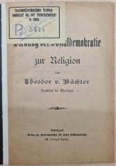 1971 A 19934 (Slg. Sozialistica): Stellung der Sozialdemokratie zur Religion (1900)