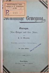 1971 A 19931 (Slg. Sozialistica): Die Socialistische Bewegung in Europa. : Ihre Träger und ihre Ideen. (1892)