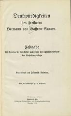 Rf 69153:F8 : Denkwürdigkeiten des Freiherrn Hermann von Gaffron-Kunern : Festgabe des Vereins für Geschichte Schlesiens zur Jahrhundertfeier der Befreiungskriege  (1913)