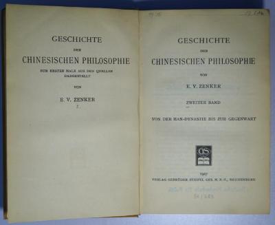 P 581-2 : Geschichte der chinesischen Philosophie. 2. Band (1927)
