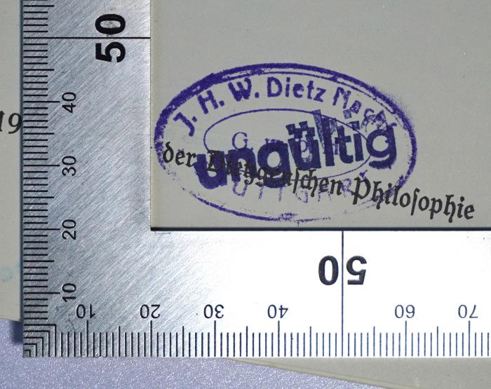 P 774<8> : Die Religion der Sozialdemokratie. Kanzelreden (1911);- (Verlag J. H. W. Dietz Nachf. (Berlin)), Stempel: Berufsangabe/Titel/Branche, Name; 'J. H. W. Dietz Nachf. Stuttgart G. m b. H.'. 