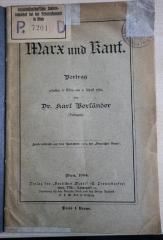 1971 A 19959 (Slg. Sozialistica): Marx und Kant : Vortrag gehalten in Wien am 08. April 1904 (1904)