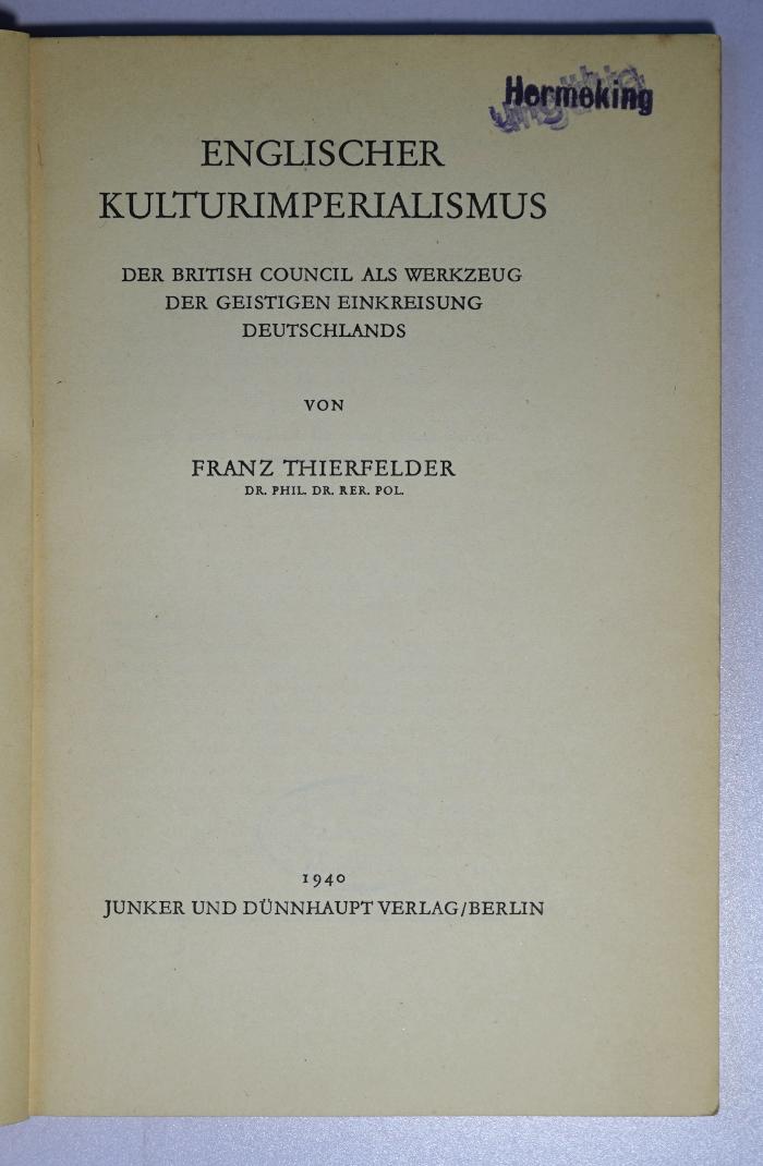 Pa 154 : Englischer Kulturimperialismus (1940)