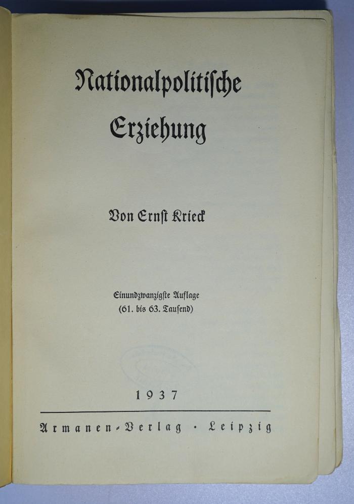 P 982<21> : Nationalpolitische Erziehung (1937)