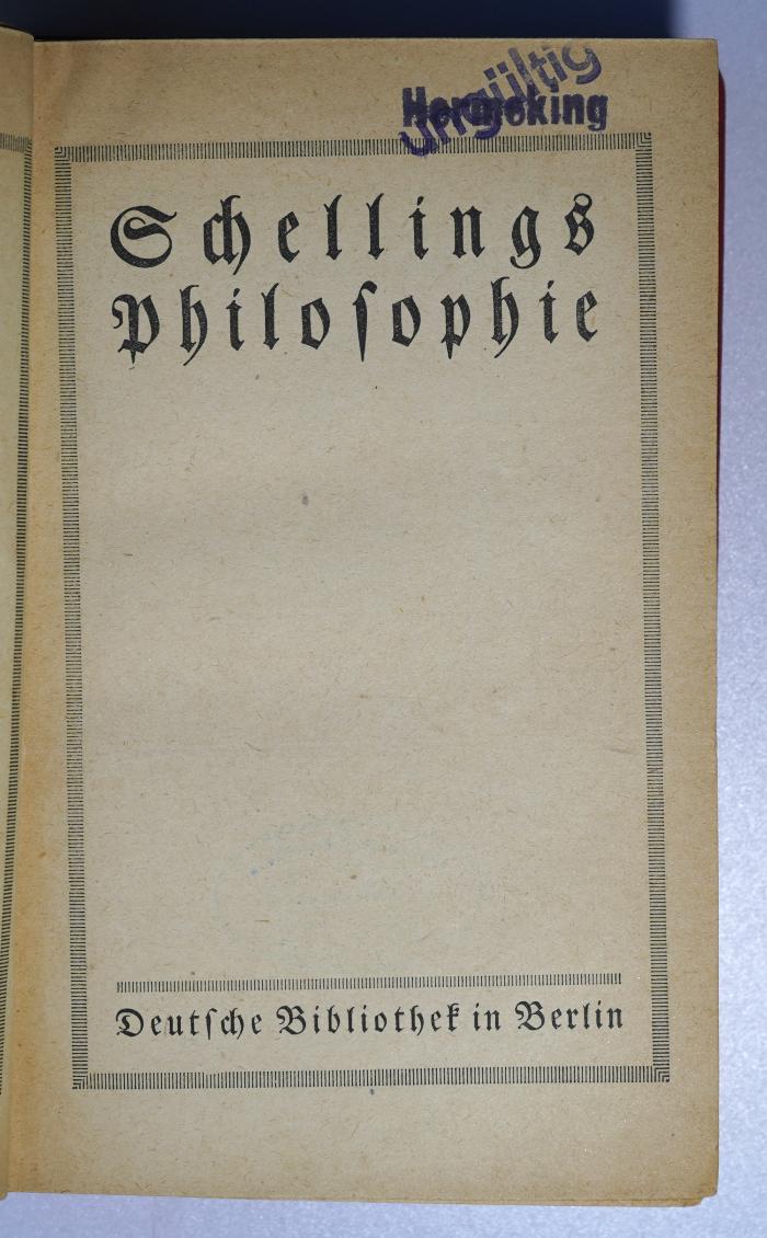 Pa 175 : Schellings Philosophie (1918)