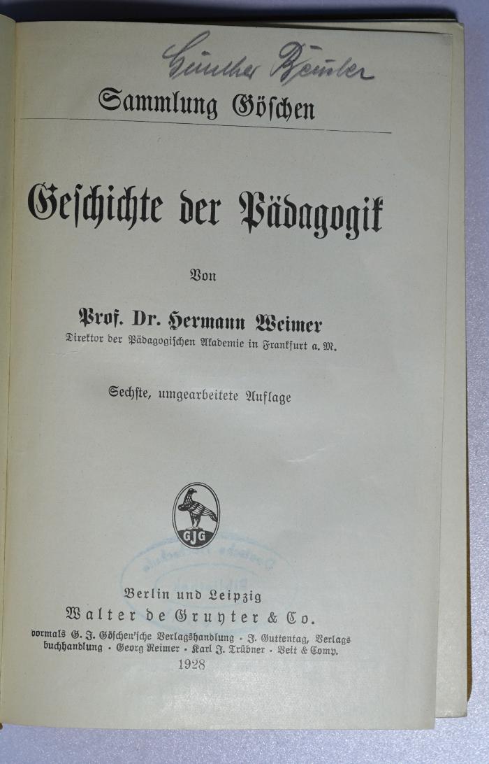 Pa 164<6> : Geschichte der Pädagogik (1928)