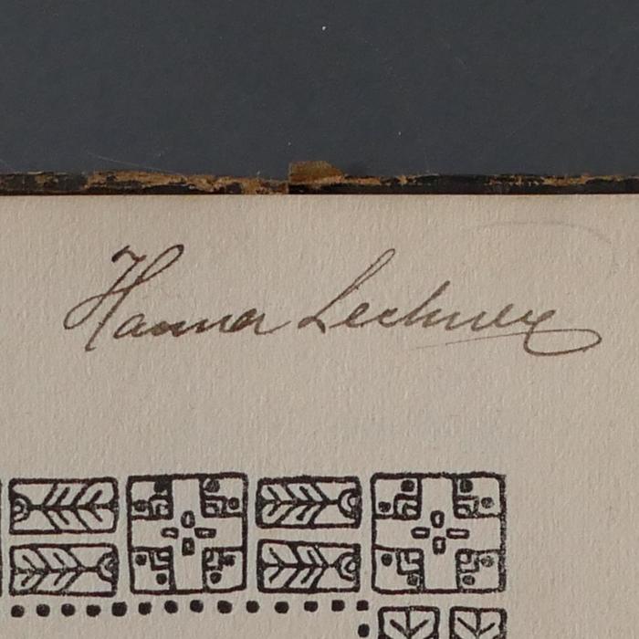 - (Lechner, Hanna), Von Hand: Exlibris, Name; 'Hanna Lechner'. 