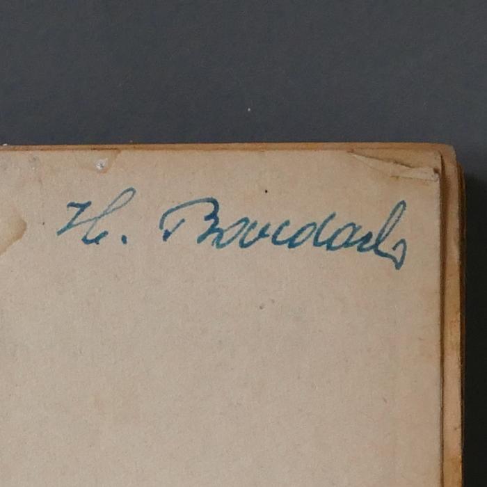 - (unbekannt), Von Hand: Name, Exlibris; 'H. [?]'. 