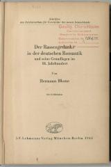 Z-0718 : Der Rassengedanke in der deutschen Romantik und seine Grundlagen im 18. Jahrhundert (1943)