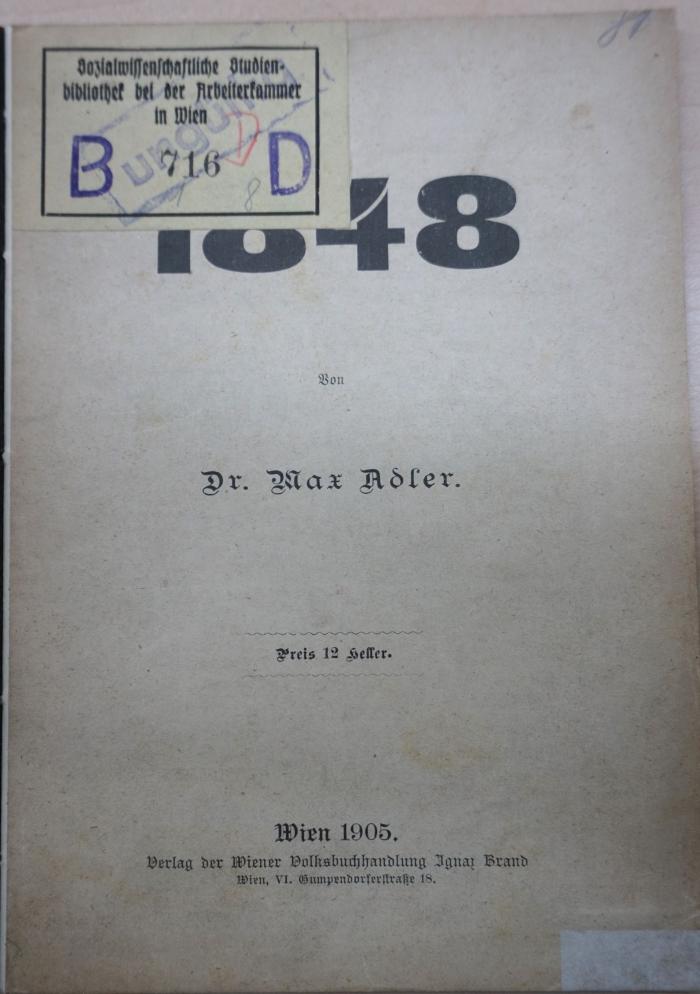 1971 A 19948 (Slg. Sozialistica): 1848  (1905)