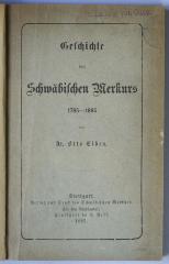 L 279 : Geschichte des Schwäbischen Merkurs 1785 - 1885 (1885)