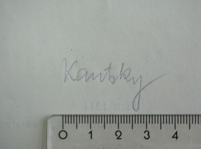 - (Kautsky, Karl;Sozialwissenschaftliche Studienbibliothek (Wien)), Von Hand: Besitzwechsel; 'Kautsky'. 