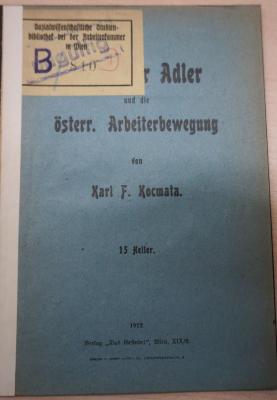 1971 A 19968 (Slg. Sozialistica): Victor Adler und die österr. Arbeiterbewegung (1912)