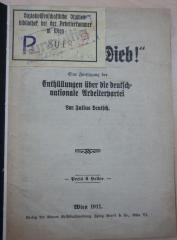 1971 A 19950 (Slg. Sozialistica): "Haltet den Dieb!" : eine Fortsetzung der Enthüllungen über die deutsch-nationale Arbeiterpartei (1911)
