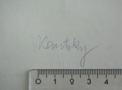 - (Kautsky, Karl;Sozialwissenschaftliche Studienbibliothek (Wien)), Von Hand: Besitzwechsel; 'Kautsky'. 