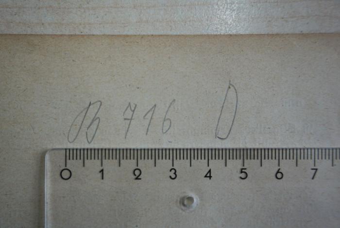 - (Sozialwissenschaftliche Studienbibliothek (Wien)), Von Hand: Signatur; 'B 716 D'. 