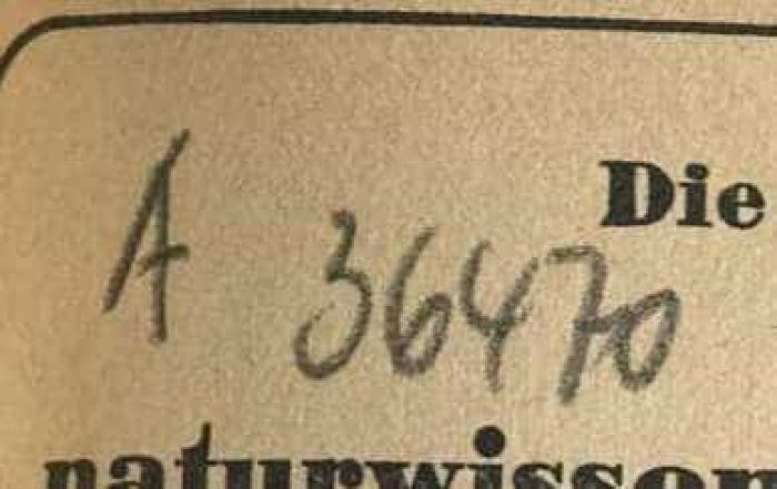 - (Zentralstelle für Wissenschaftliche Altbestände), Von Hand: Nummer; 'A 36470
'. 