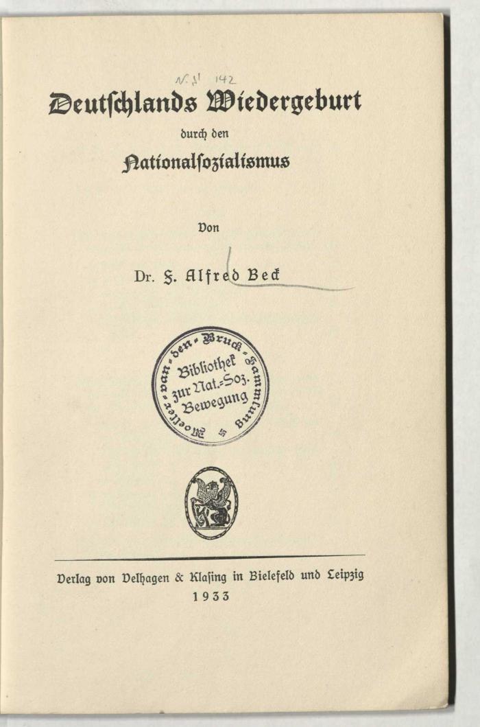 Z-0758 : Deutschlands Wiedergeburt durch den Nationalsozialismus (1933)