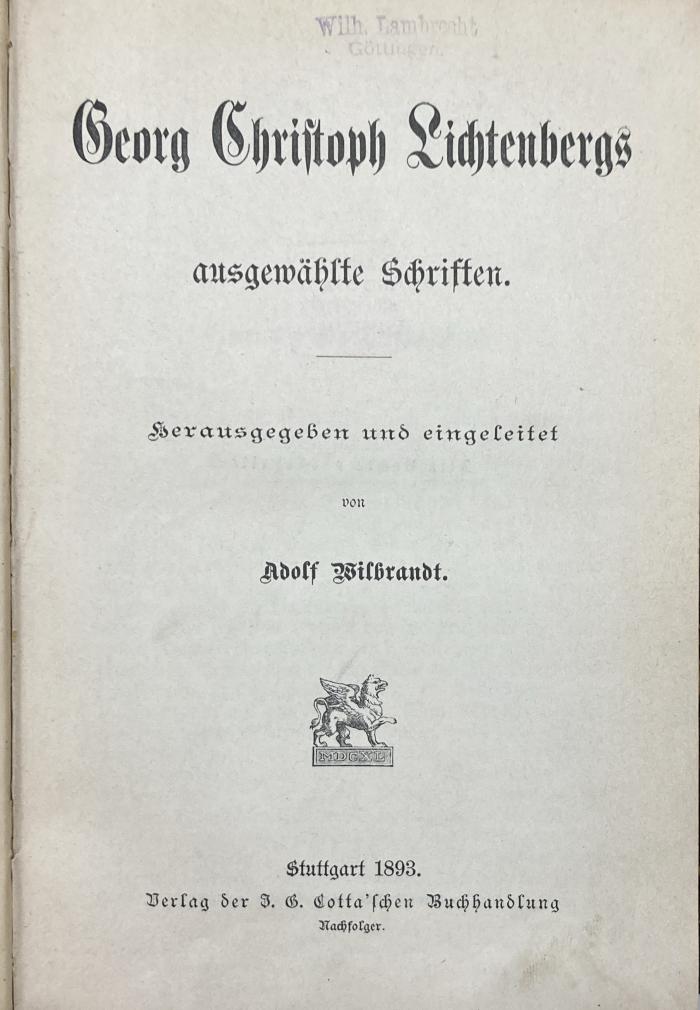 DLIT7185 : Georg Christoph Lichtenbergs ausgewählte Schriften (1893)