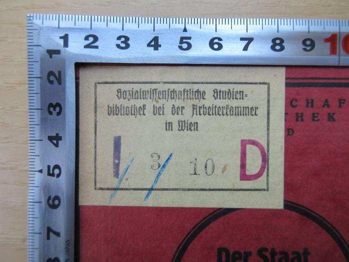 - (Sozialwissenschaftliche Studienbibliothek (Wien)), Stempel: Signatur; 'I ####'.  (Prototyp)