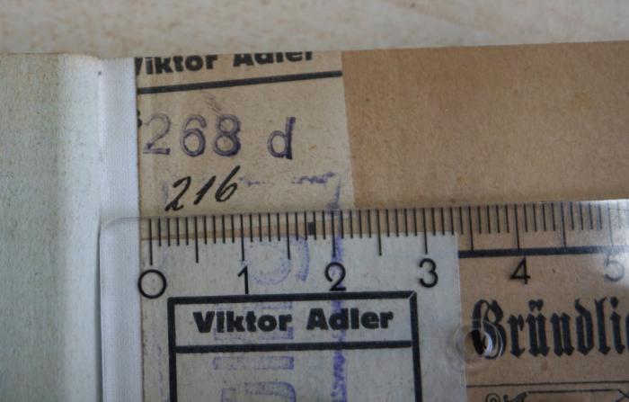 - (Sozialwissenschaftliche Studienbibliothek (Wien);Adler, Victor), Von Hand: Signatur; '216'. 