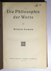 P 53 : Die Philosophie der Werte (1913)