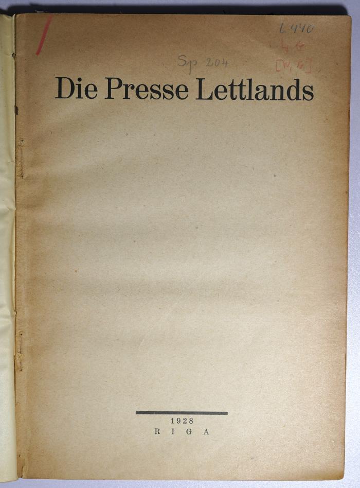 L 440 : Die Presse Lettlands (1928)